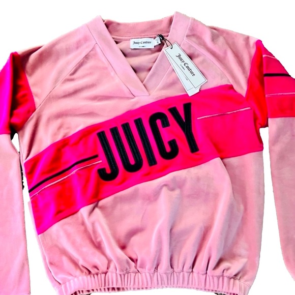 Juicy Couture Tops - Juicy Couture Blush Velour V Neck Top Rare long Sleeve NWOT